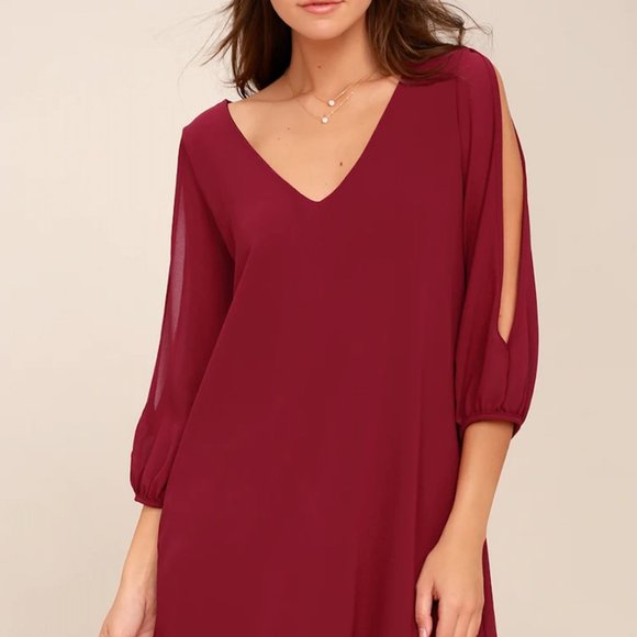 Lulus Shifting Dears Wine Red Long Sleeve Dress - Picture 2 of 10